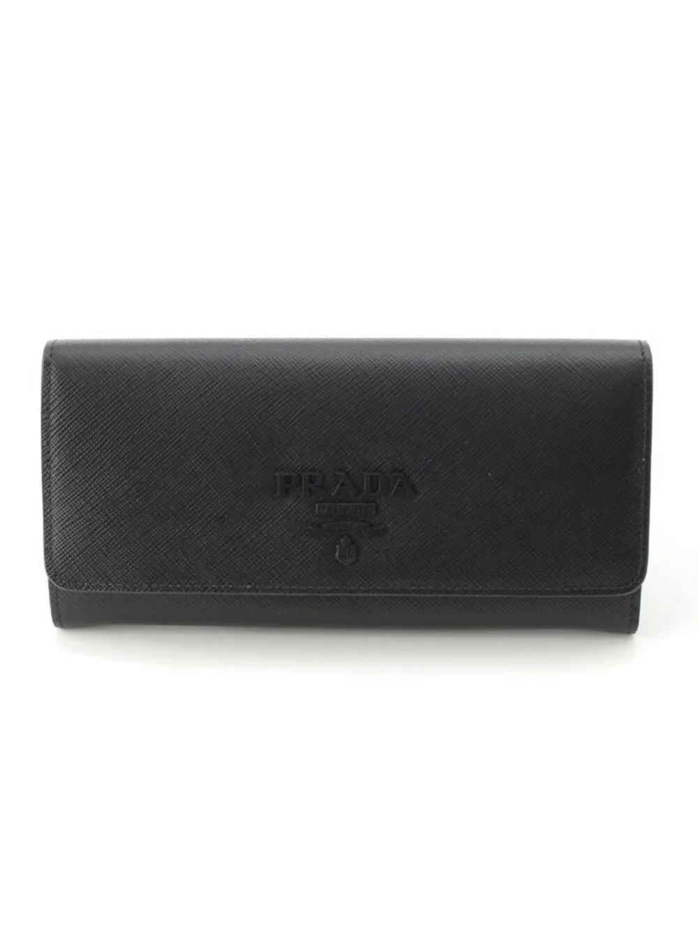 Prada Saffiano Shine Logo Wallet Black